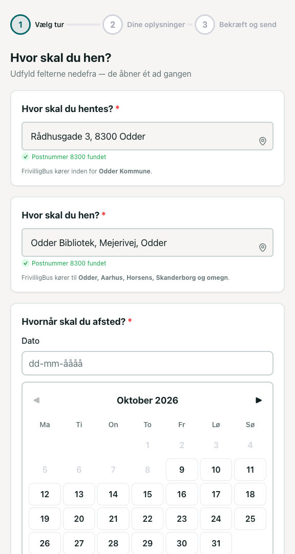 Skærmbillede af Frivilligbussen